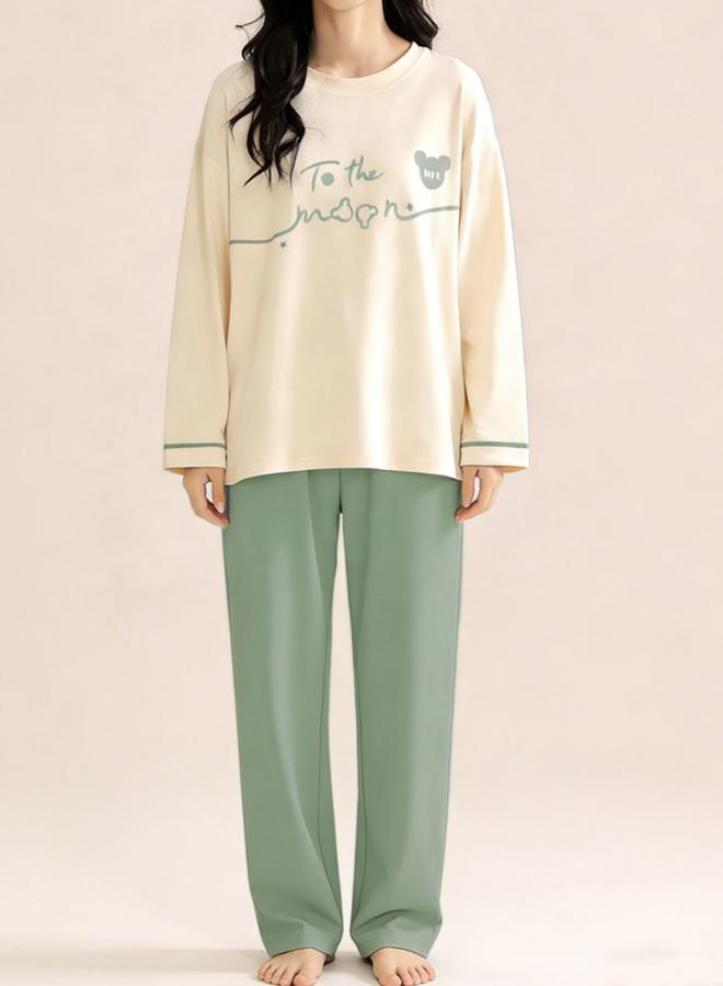 Take Two Plus Size Graphic Print T-Shirt and Pyjama Set - Image 1